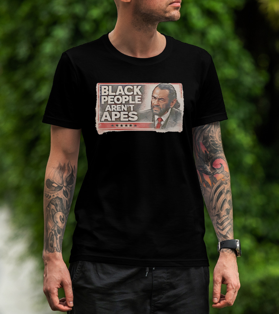 BLACK PEOPLE AREN'T APES Image Of Man In Suit And Tie With Stars T-Shirt