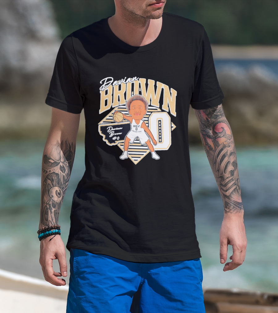 Davian Brown Bobcat Collective #0 Caricature Montana State T-Shirt
