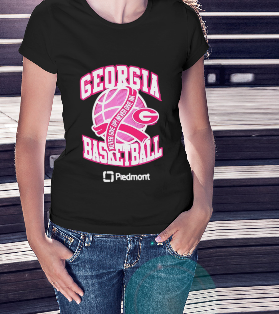 Georgia Bulldogs Never Give Up Never Give In Women's Basketball T-Shirt