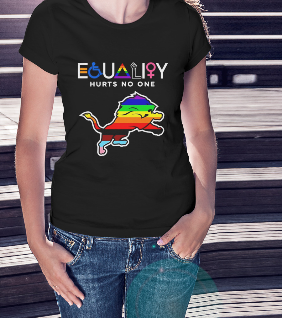 Detroit Lions Equality Rainbow Lion Hurts No One T-Shirt