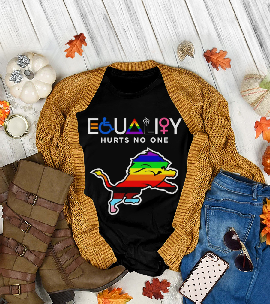 Detroit Lions Equality Rainbow Lion Hurts No One T-Shirt