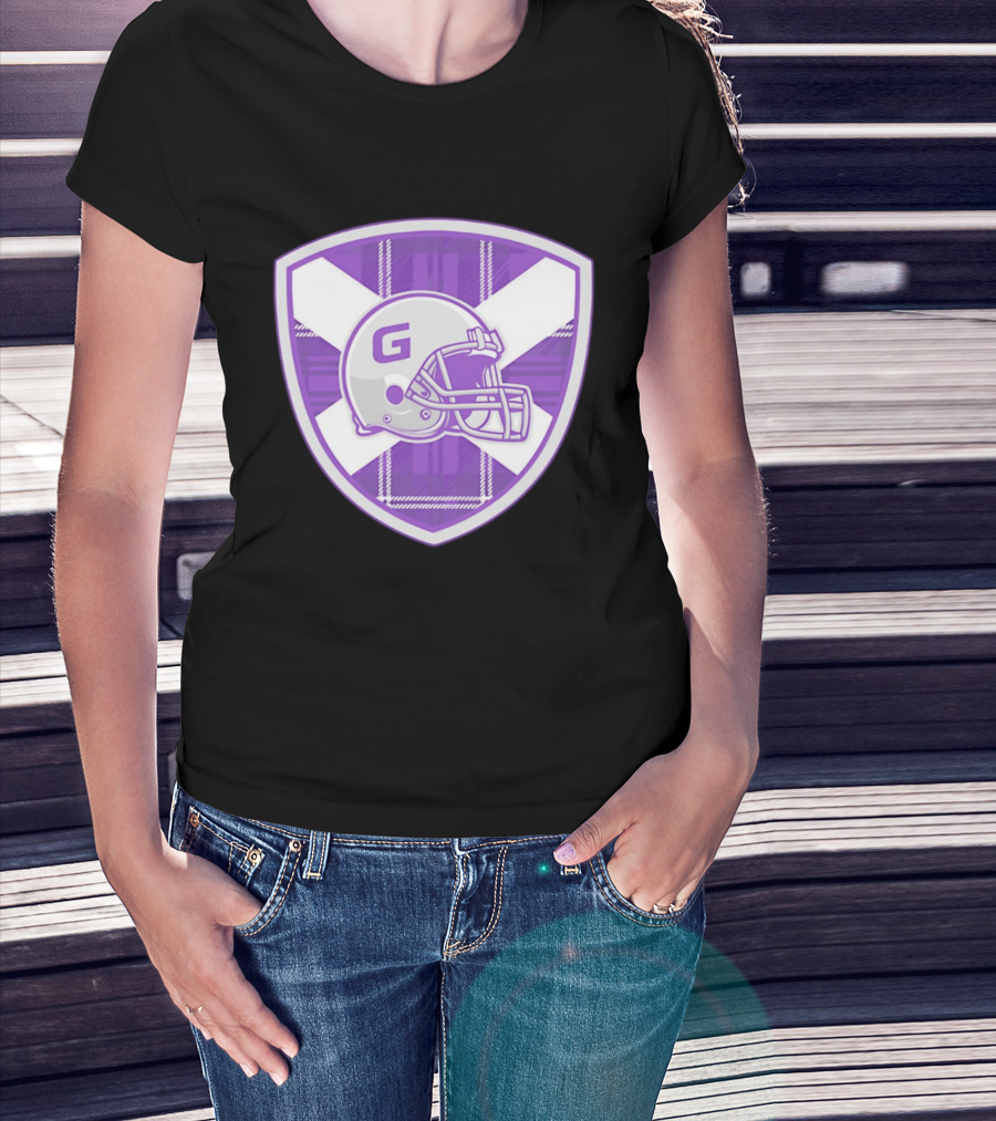 Glasgow Tartan Football Helmet Badge With St. Andrew's Cross T-Shirt