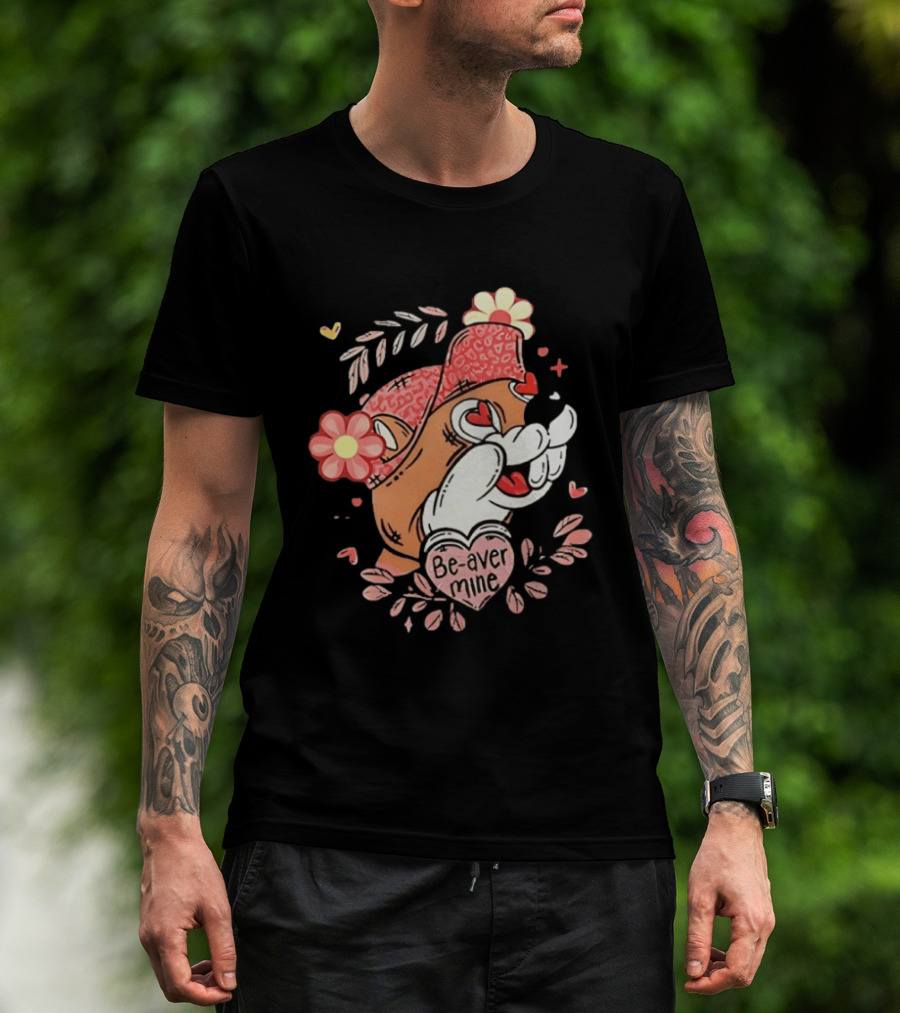 Buc Ee's Beaver Be Mine Valentine's Day Flowers Hearts T-Shirt
