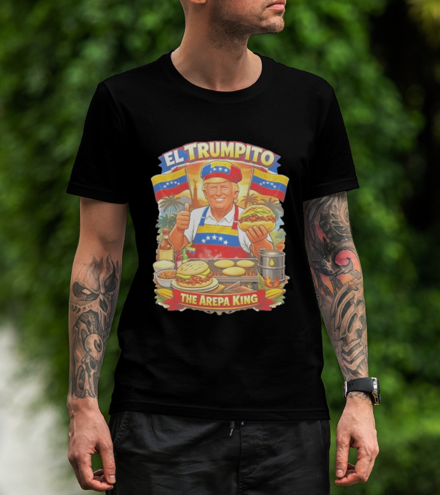 El Trumpito The Arepa King Venezuela Flag BBQ Cooking Image T-Shirt