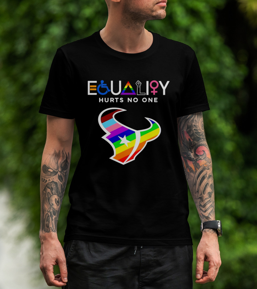 Houston Texans Equality Rainbow Logo Hurts No One T-Shirt