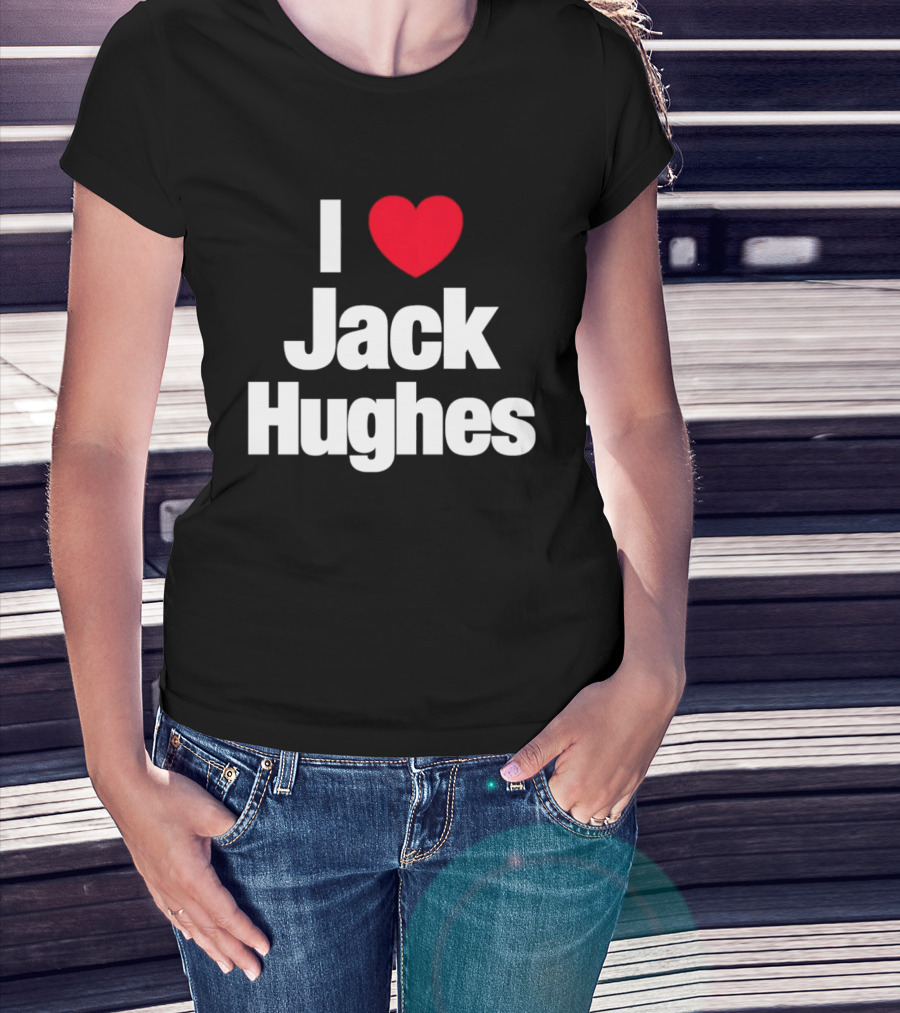 I Love Jack Hughes New Jersey Devils Heart Fan T-Shirt