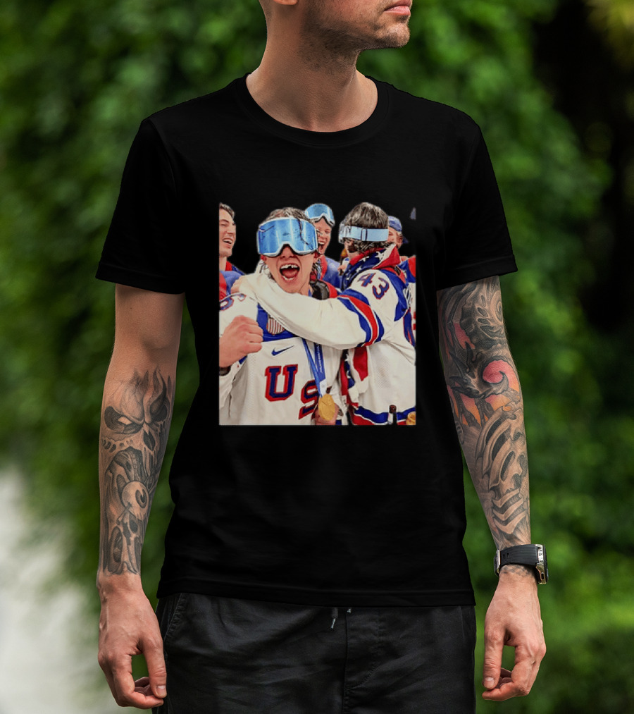 USA Hockey Gold Medal Celebration Jack Hughes Team USA 2026 T-Shirt