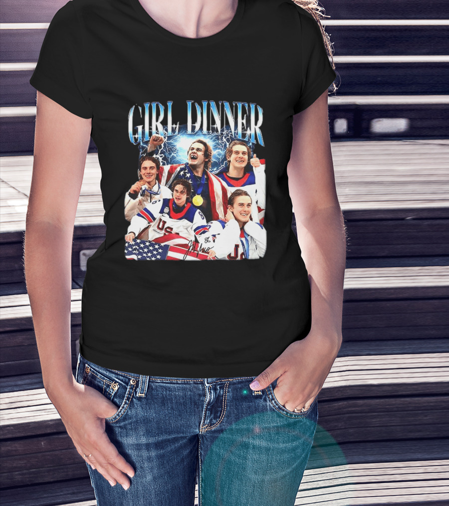 Girl Dinner Jack Hughes USA Hockey Team Celebration T-Shirt