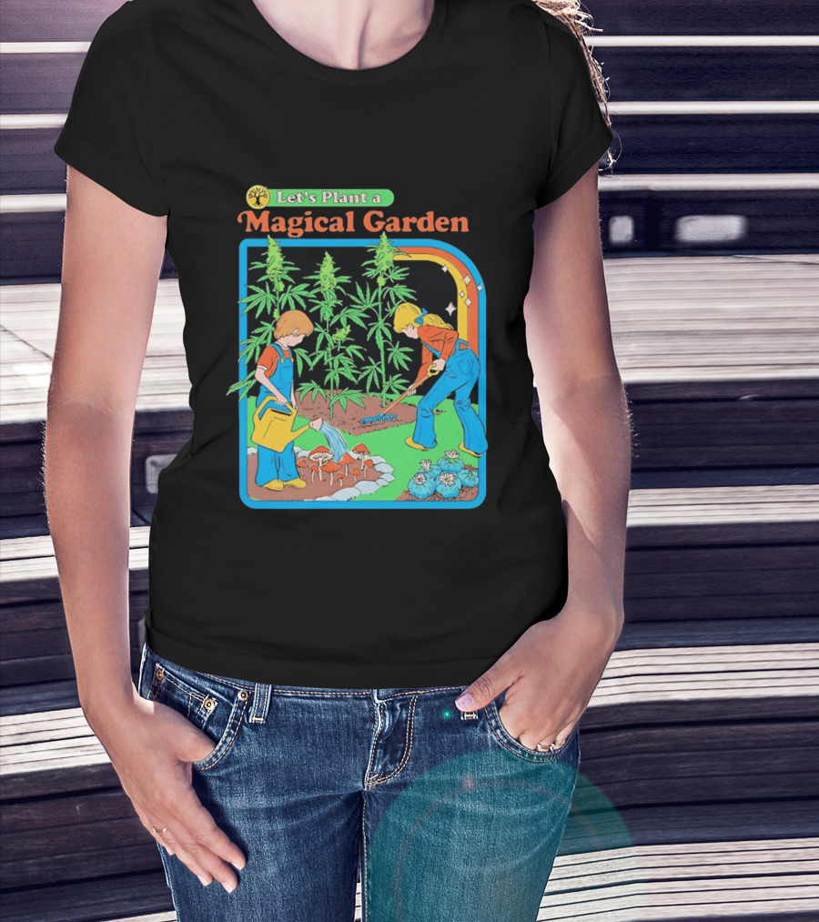 Let's Plant A Magical Garden Children Steven Rhodes Retro Gardening Adventure T-Shirt