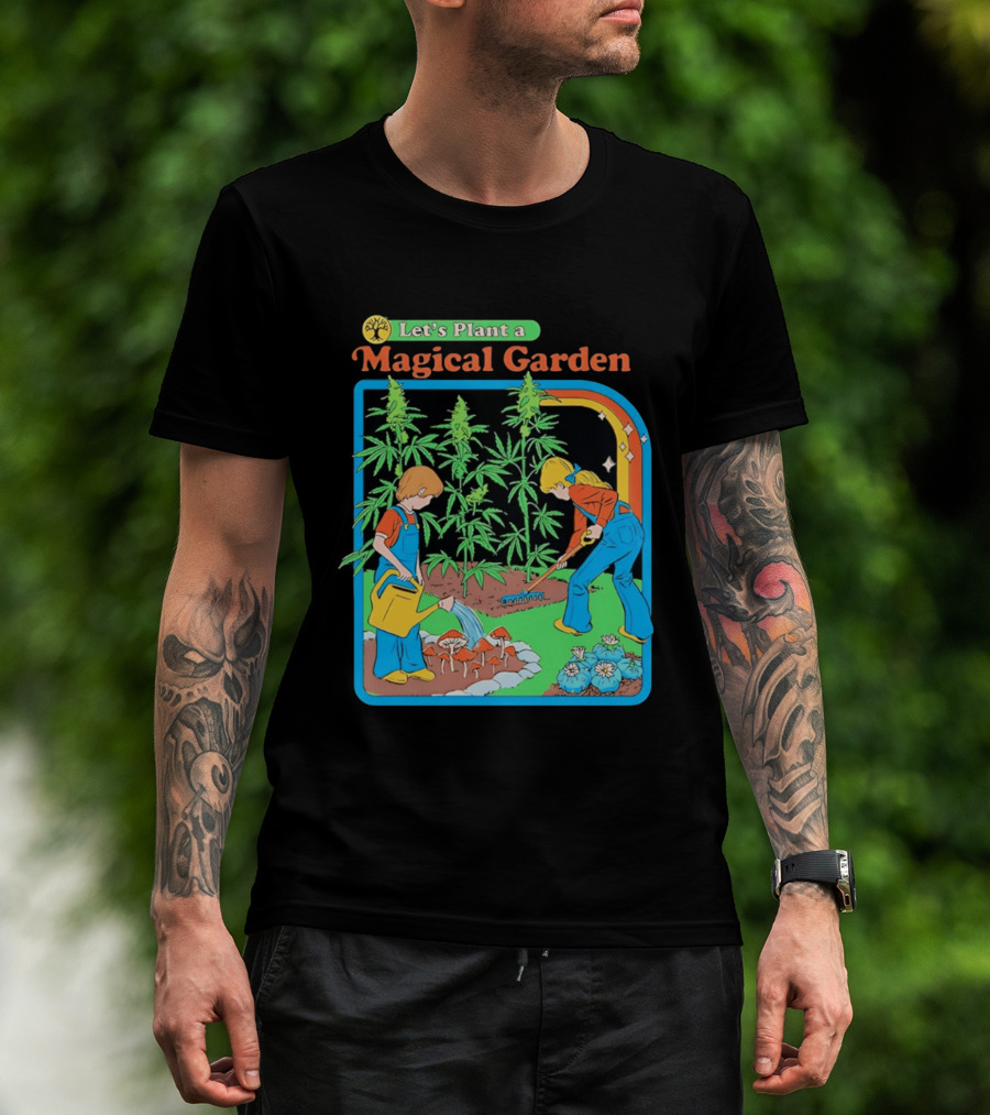 Let's Plant A Magical Garden Children Steven Rhodes Retro Gardening Adventure T-Shirt