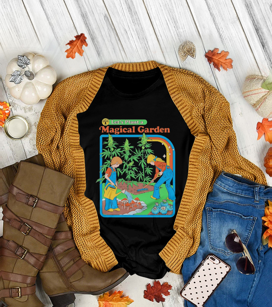 Let's Plant a Magical Garden Children Steven Rhodes Retro Gardening Adventure T-Shirt