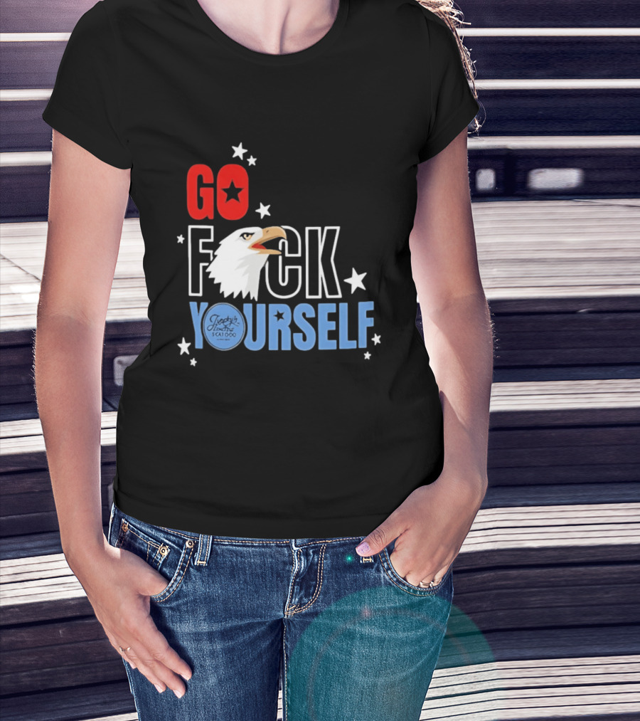 Jimmys Famous Seafood Go F Yourself Bald Eagle Stars T-Shirt