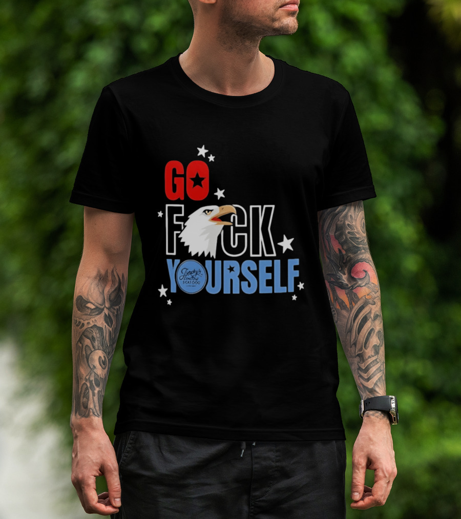 Jimmys Famous Seafood Go F Yourself Bald Eagle Stars T-Shirt
