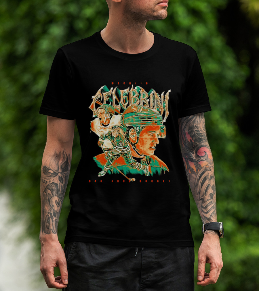 Macklin Celebrini Hockey San Jose Collage T-Shirt