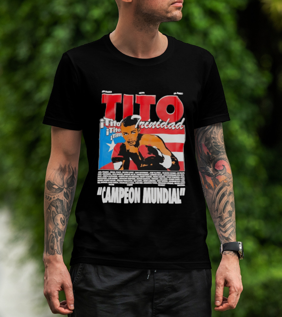 Tito Trinidad Campeon Mundial Puerto Rican Flag Boxing Legend T-Shirt