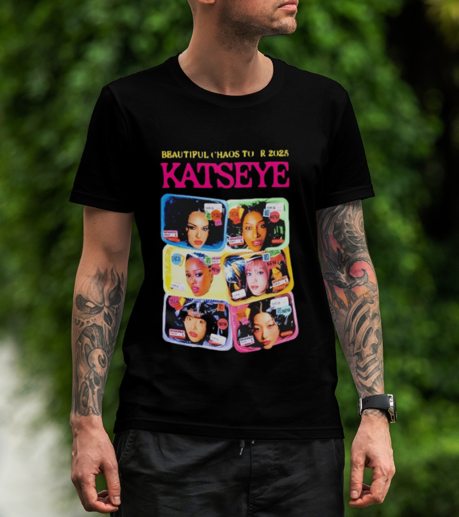 Beautiful Chaos Tour 2025 Katseye Selfie Expressive Portraits 90s Pop T-Shirt