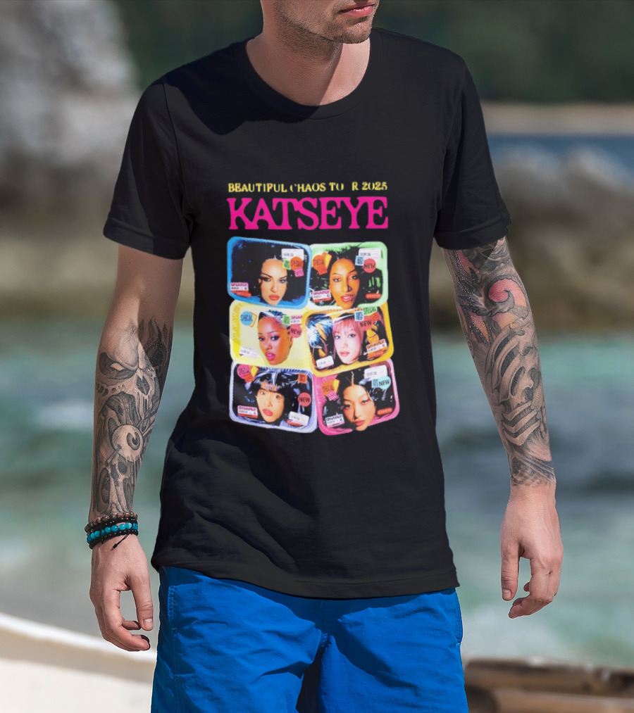 Beautiful Chaos Tour 2025 Katseye Selfie Expressive Portraits 90s Pop T-Shirt
