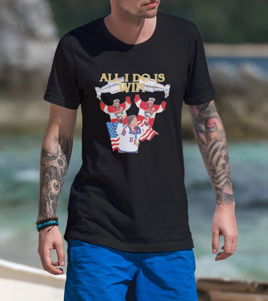 All I Do Is Win Matthew Tkachuk USA Hockey Panthers Flag T-Shirt