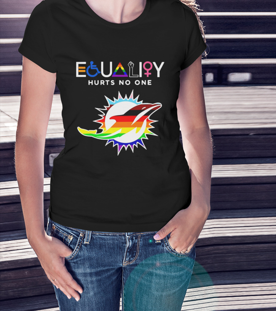 Miami Dolphins Equality Hurts No One Rainbow Pride T-Shirt