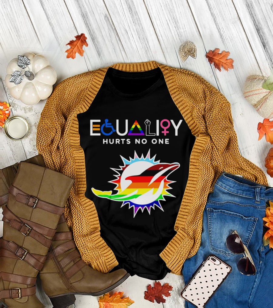 Miami Dolphins Equality Hurts No One Rainbow Pride T-Shirt