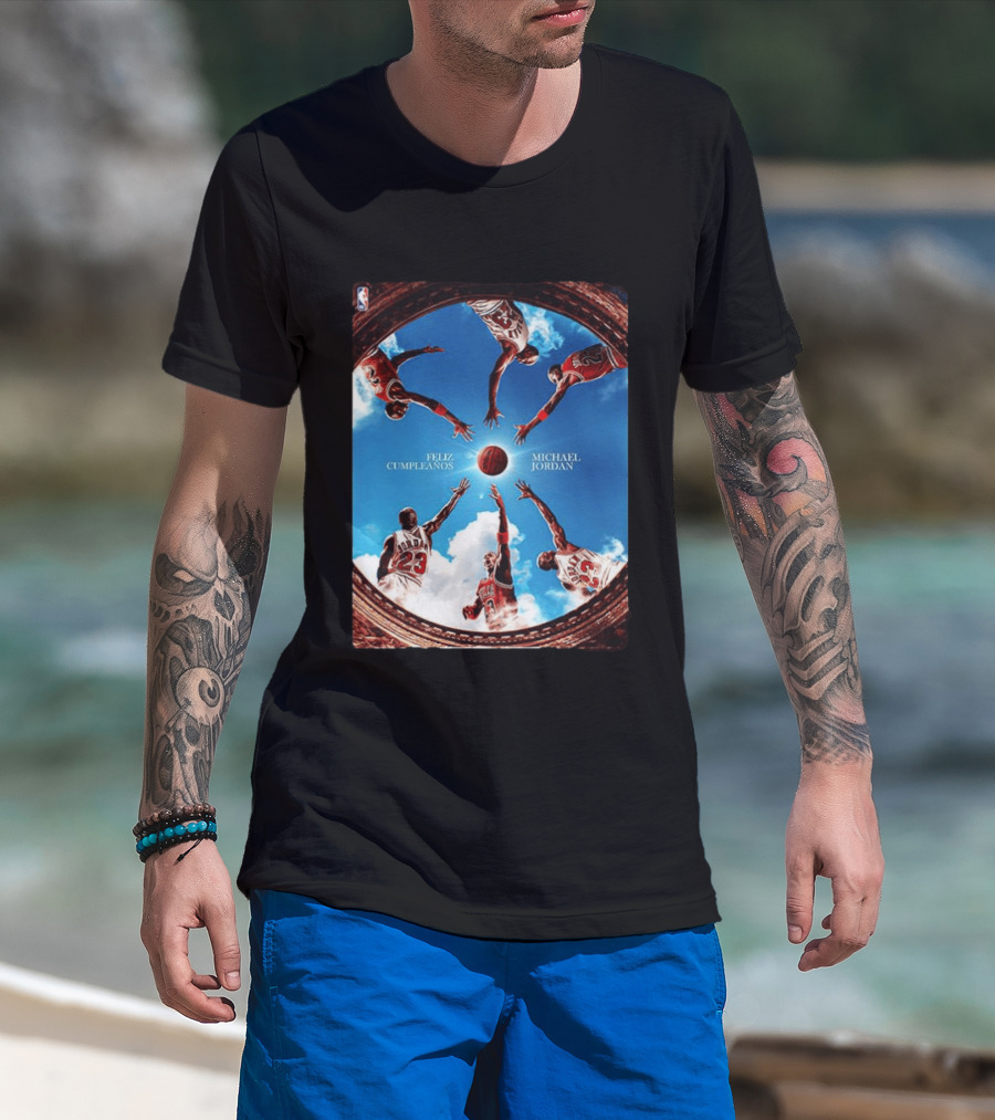 Feliz Cumpleaños Michael Jordan Basketball Reach Sky 23 T-Shirt