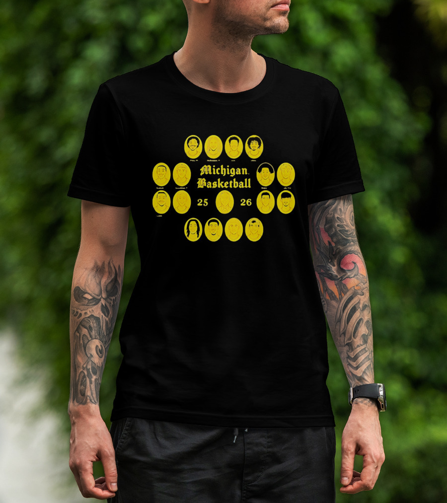 Michigan Basketball 25 26 Roster Featuring College Team Players T-Shirt