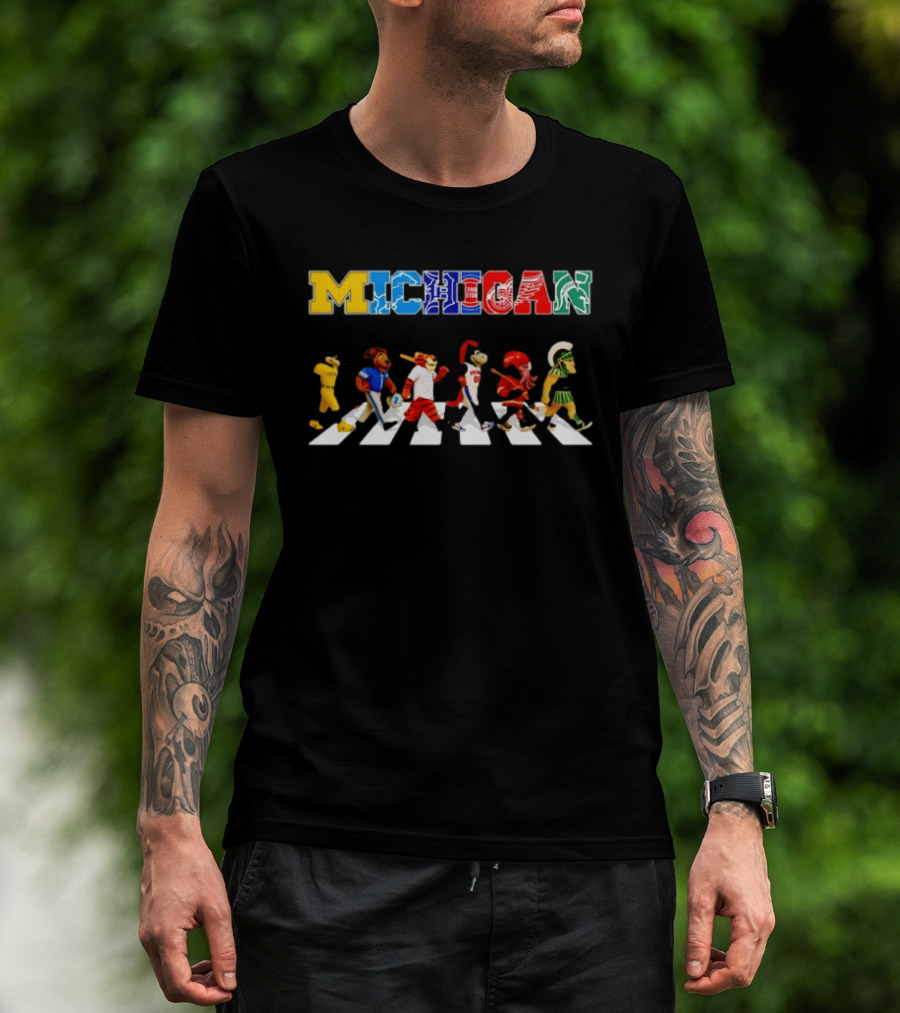 Michigan Wolverines Detroit Lions Tigers Pistons Red Wings Spartans Abbey Road T-Shirt