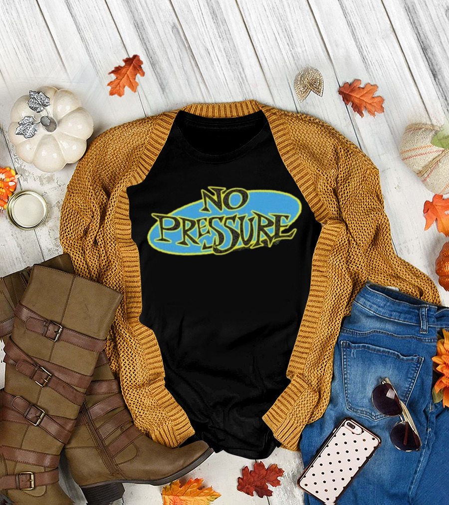 Retro Text Style No Pressure Blue Yellow T-Shirt