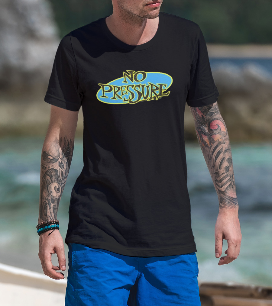 Retro Text Style No Pressure Blue Yellow T-Shirt