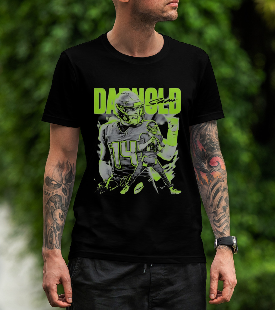 Sam Darnold Seattle Number 14 Neon Sports T-Shirt