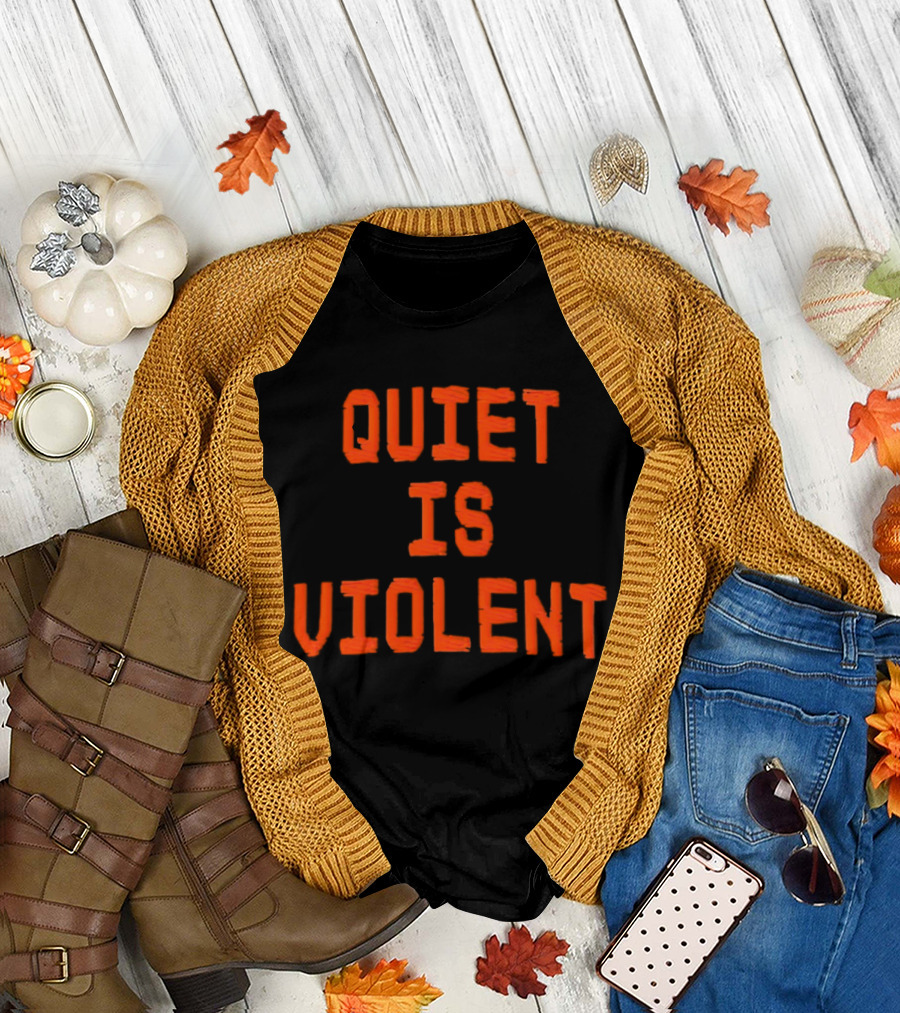 QUIET IS VIOLENT Orange Textual T-Shirt