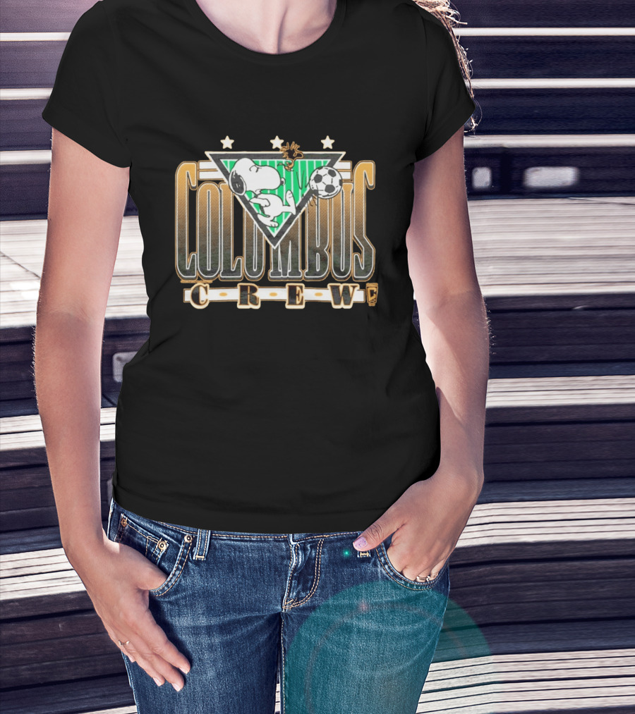Peanuts Snoopy Columbus Crew Soccer Cartoon Collaboration T-Shirt