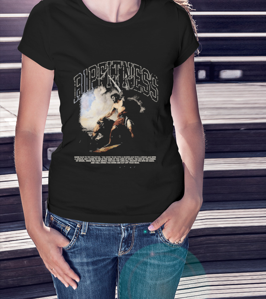 R1pfitness David The Shepherd King Michelangelo Biblical Warrior T-Shirt