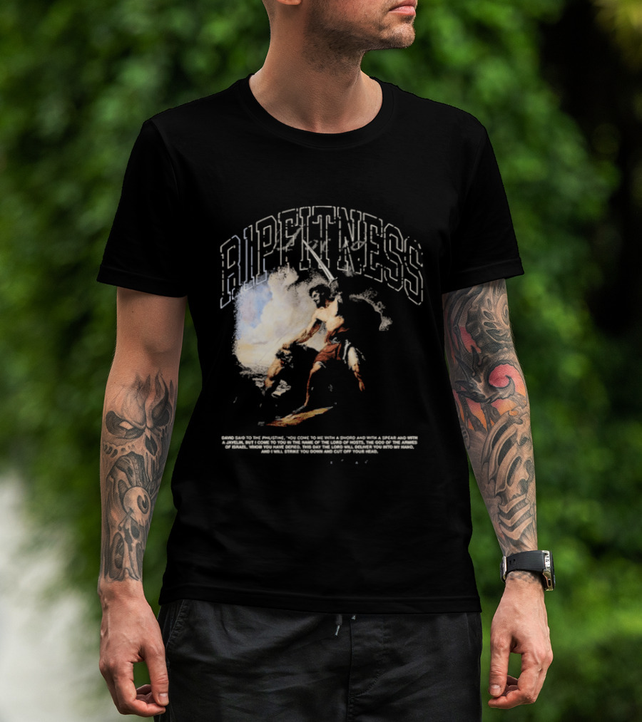 R1pfitness David The Shepherd King Michelangelo Biblical Warrior T-Shirt