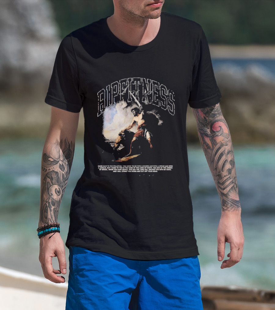 R1pfitness David The Shepherd King Michelangelo Biblical Warrior T-Shirt