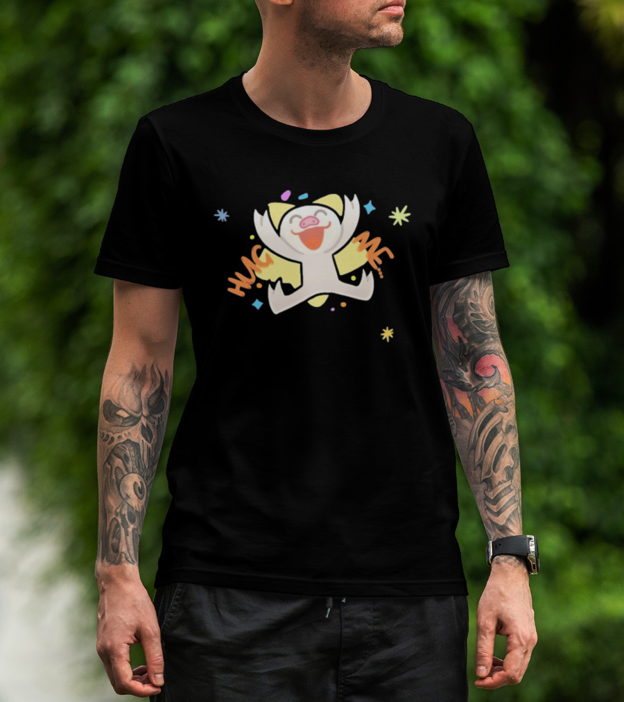 Shovda Hug Me Cute Cartoon Pig With Colorful Stars And Burst T-Shirt