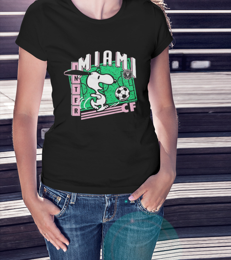 Inter Miami CF Snoopy Soccer Peanuts Collaboration T-Shirt