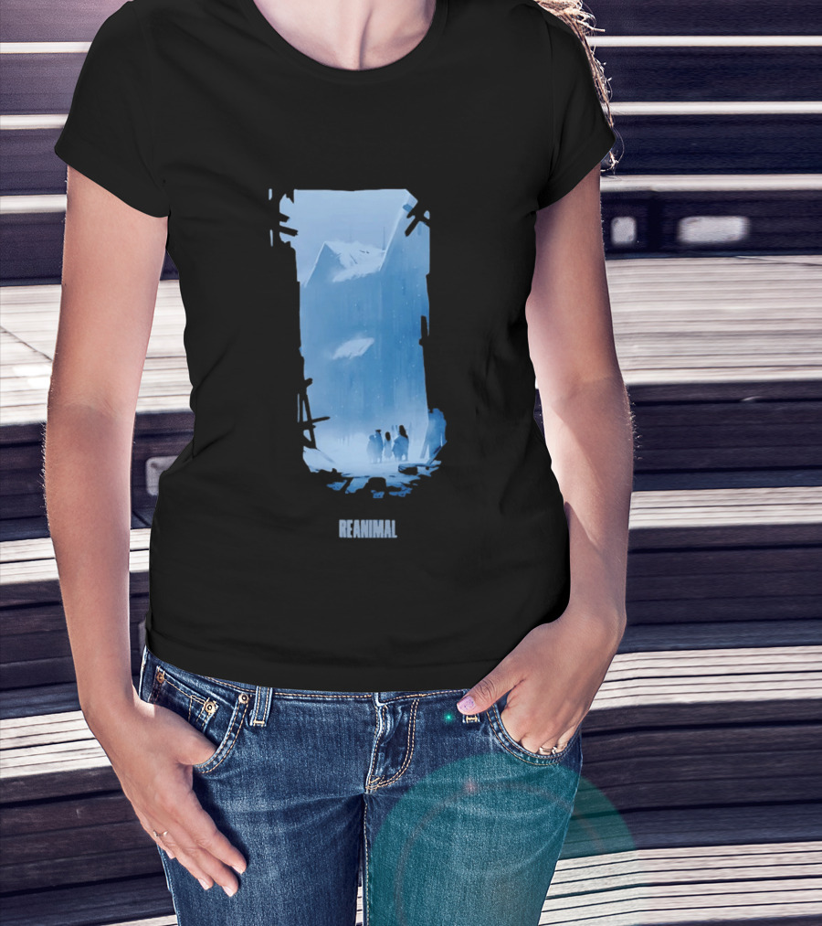 Reanimal Gate Snowy Mountain Scene With Penguins T-Shirt