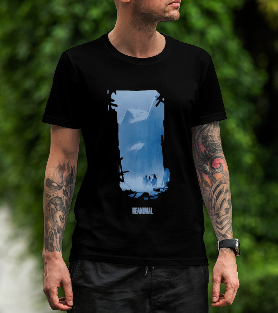 Reanimal Gate Snowy Mountain Scene With Penguins T-Shirt