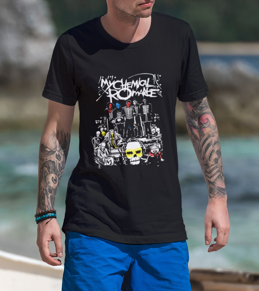 Skeletons My Chemical Romance Three Cheers Graffiti Rock T-Shirt
