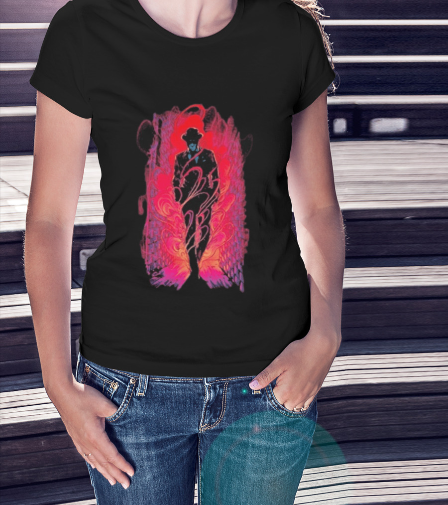 SmallAnt Alleyway Vibrant Silhouette With Swirling Neon T-Shirt
