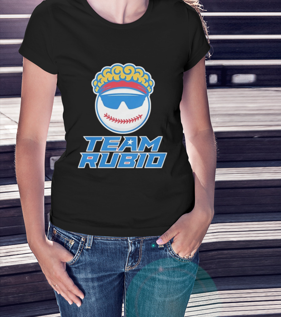 Team Rubio Baseball Puerto Rico Sunglasses Curly Hair T-Shirt