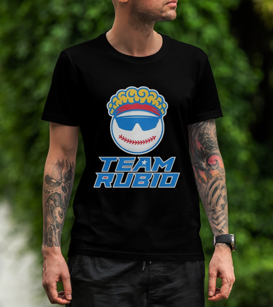 Team Rubio Baseball Puerto Rico Sunglasses Curly Hair T-Shirt