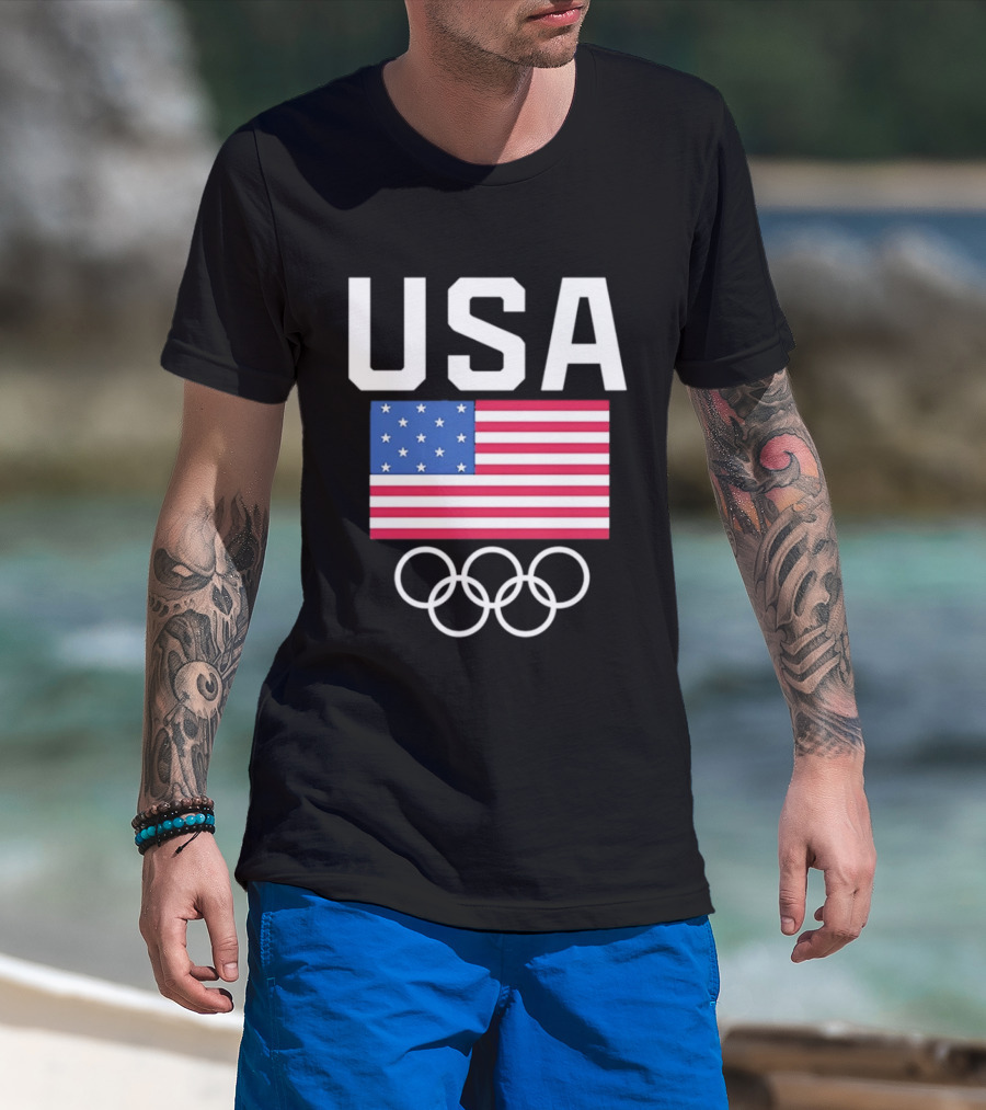 USA Flag Olympic Rings Team USA T-Shirt