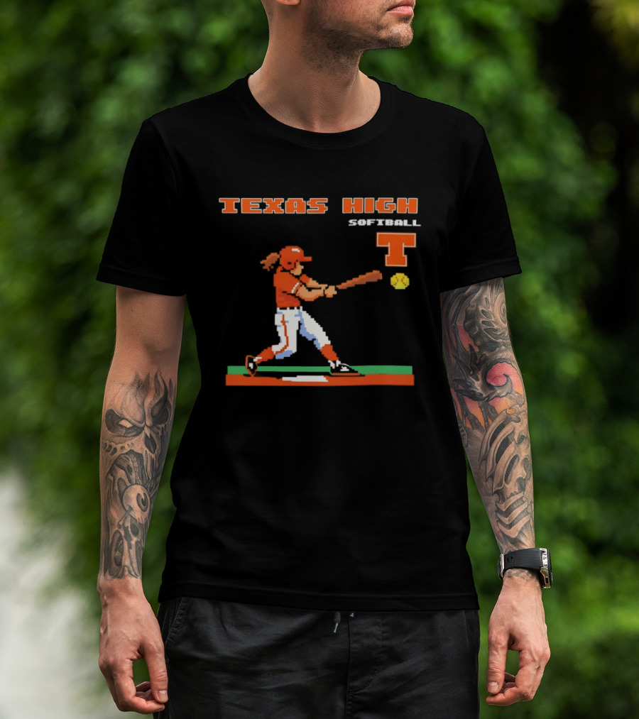 Texas High Softball Player Pixel Art T T-Shirt