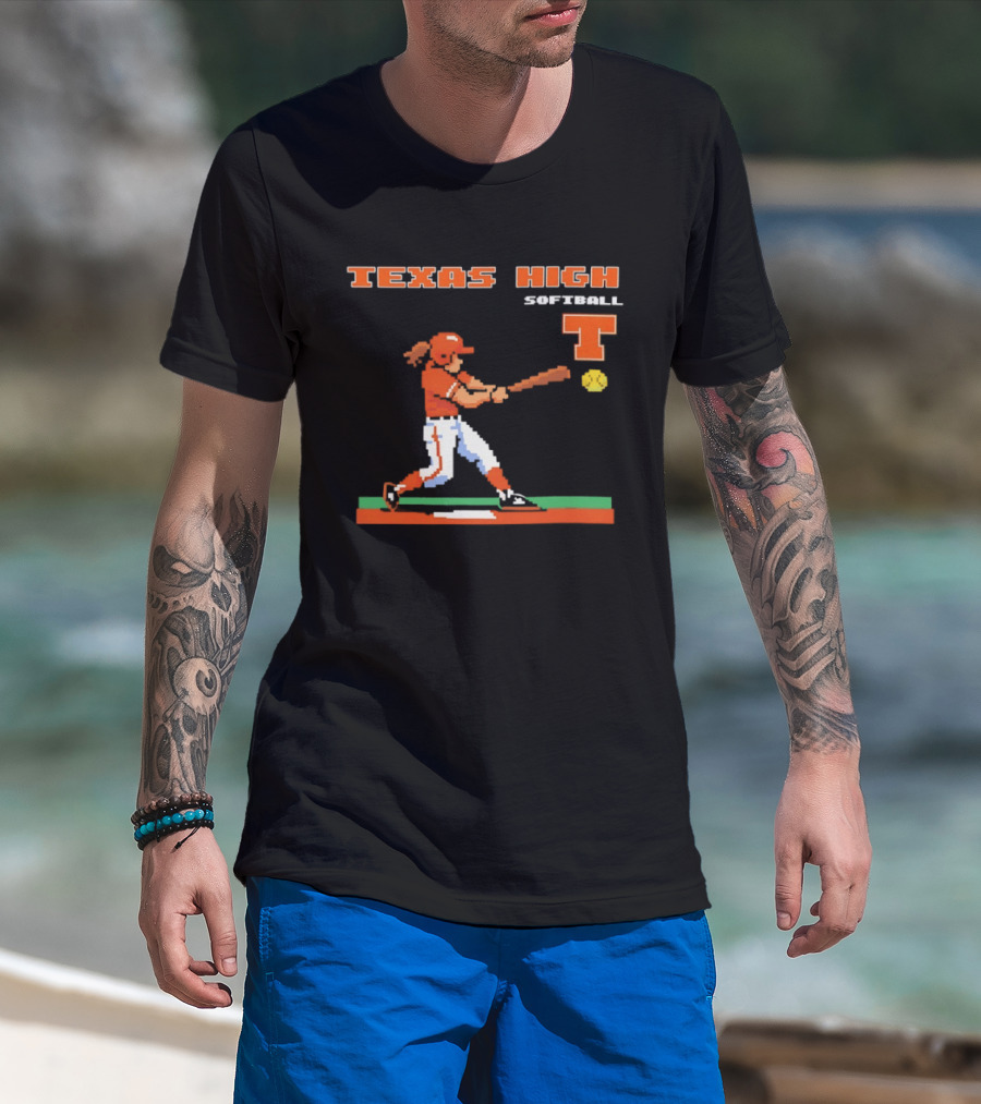 Texas High Softball Player Pixel Art T T-Shirt