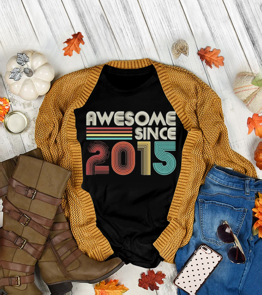Awesome Since 2015 Retro Stripes T-Shirt
