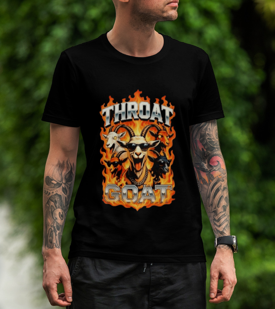THROAT GOAT Fire And Flame Adult Humor Comedy T-Shirt