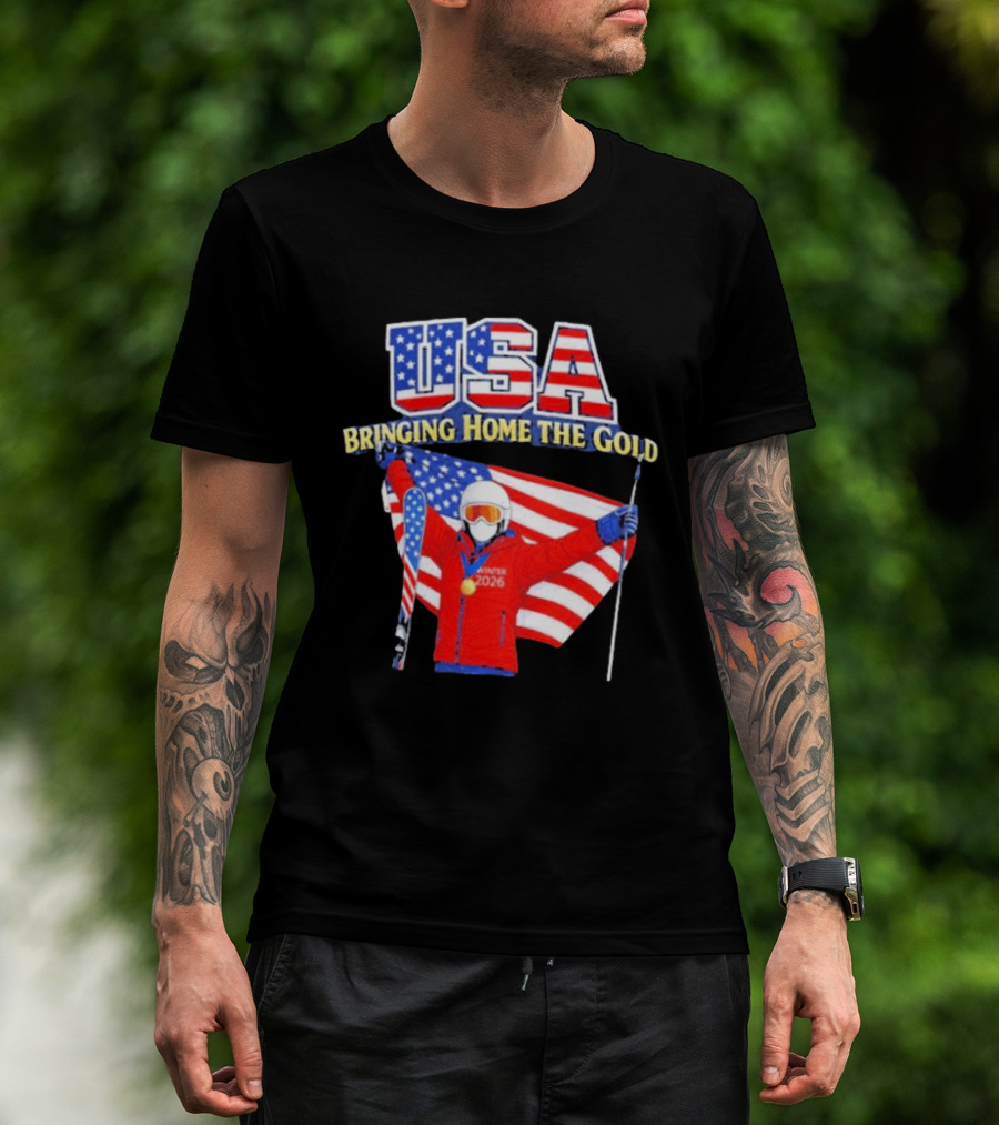 USA Bringing Home The Gold Winter 2026 Skiing Champion T-Shirt
