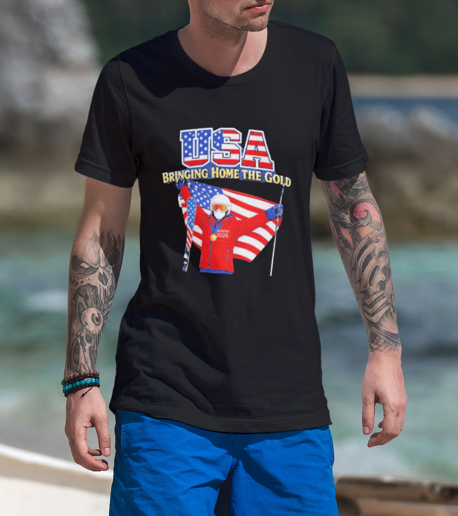 USA Bringing Home The Gold Winter 2026 Skiing Champion T-Shirt